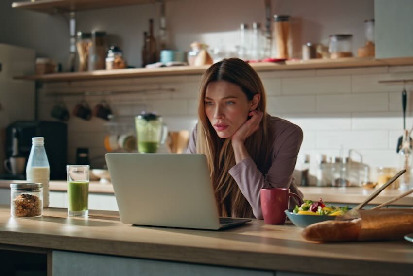Female worker home apartment