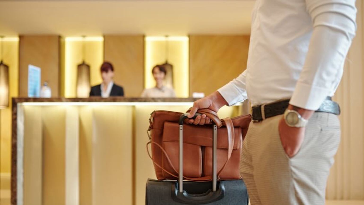 Hotel reception desk traveller